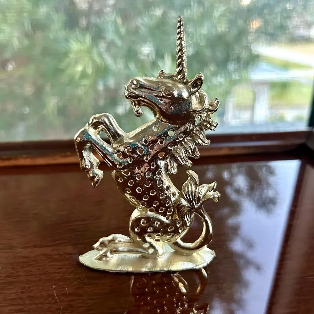Vintage Torino Gold-Toned Unicorn Earring Holder Display Stand – 5” Tall